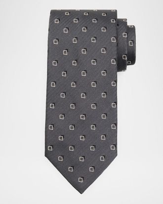 Brioni Men & apos;s Geometric-Print Silk Tie