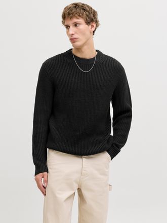 Jack & Jones Strickpullover JACK & JONES JORBLEECKER KNIT CREW NECK BF, Herren, Gr. S, schwarz, Strick, Obermaterial: 65% Polyacryl, 35% Baumwolle, unifarben, regu