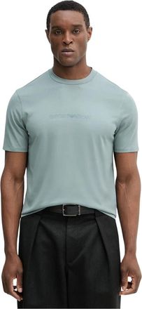 Emporio Armani T-shirt met ronde hals - Heren - T-shirts - Groen - XL - Katoen - Tops