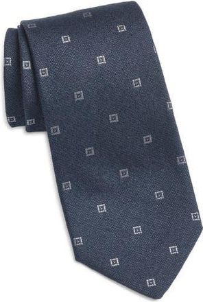 Jack Victor Geometric Cotton, Silk & Wool Tie in Navy at Nordstrom Rack