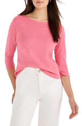 Nic+Zoe Boat Neck Three-Quarter Sleeve Cotton Blend Top in Raspberry at Nordstrom, Size X-Large