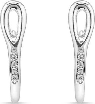 UNOde50 Silver Plated Metal Alloy Needle Earrings With White Topazes