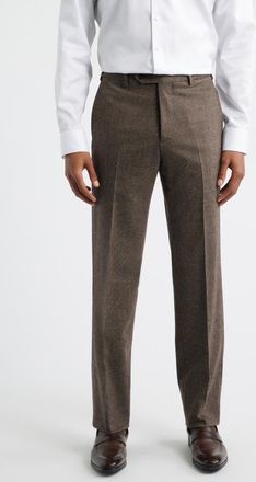 Zanella Devon Flat Front Stretch Wool & Cashmere Dress Pants in Brown at Nordstrom, Size 32