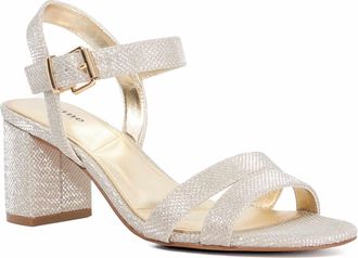 Dune London Womens Ladies Wf Merisa - Wide-Fit Block-Heel Sandals - Gold Fabric - Size UK 5