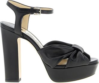 Jimmy Choo London Black Leather Stiletto Heel Womens Sandals