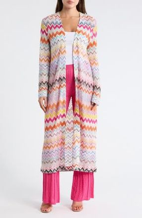 M Missoni Lungo Longline Cardigan in Pink Purple Blue And Red at Nordstrom Rack, Size Medium