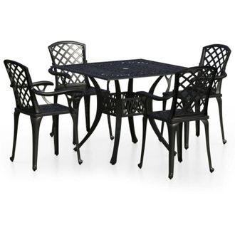 vidaXL Mesa Y Sillas De Bistr&oacute; 5 Piezas Aluminio Fundido Negro Vidaxl
