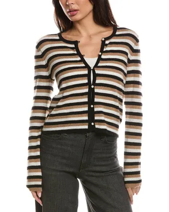 The Cashmere Project The Cashmere Project Stripe Pearl Cashmere Cardigan