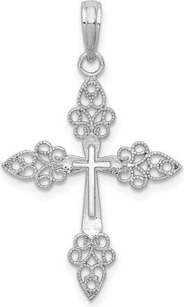 Diamond2Deal 14k White Gold Filigree Cross Pendant