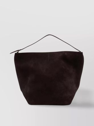Toteme adjustable suede tote with top handle and shoulder strap