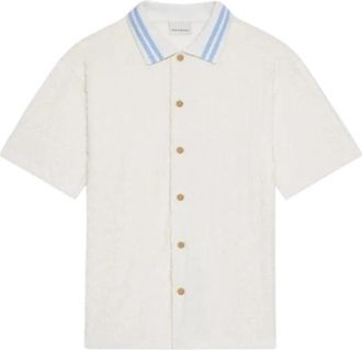 Dr&ocirc;le de Monsieur La Chemise Monogramme - Heren - Korte mouwen Overhemden - Wit - M - Katoen - Overhemden