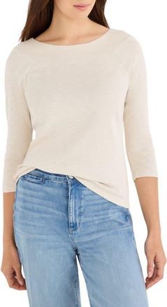 Nic+Zoe Boat Neck Three-Quarter Sleeve Cotton Blend Top in Coconut at Nordstrom, Size Xx-Large