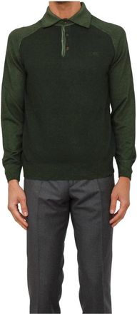 Etro Wool Polo met Pegaso Logo - Heren - Ronde hals truien - Groen - L - Wol - Truien & Vesten