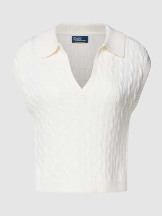 Polo Ralph Lauren Pullunder aus Baumwoll-Mix mit Kaschmir-Anteil in Ecru, Gr&ouml;&szlig;e XL