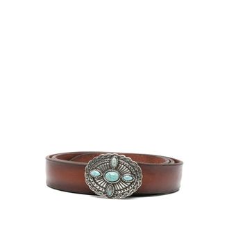 Orciani Belts, male, Brown, Size: 105 CM Turquoise-Embellished Leather Belt