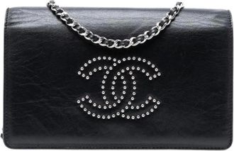 Chanel Pre-owned Clutches, female, Black, Size: ONE SIZE Pre-owned Wallet on Chain