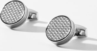 Tateossian Mens Round carbon cuff links