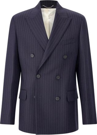 Golden Goose Gestreept jasje met Italiaans vakmanschap - Heren - Blazers - Blauw - M - Jassen