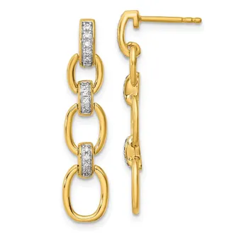 Diamond2Deal 14k Yellow Gold 0.15 ct Lab Grown Diamond Fancy Link Dangle Earrings VS Clarity, G-H Color
