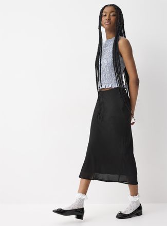 Twik Womens Flowy chiffon maxi skirt