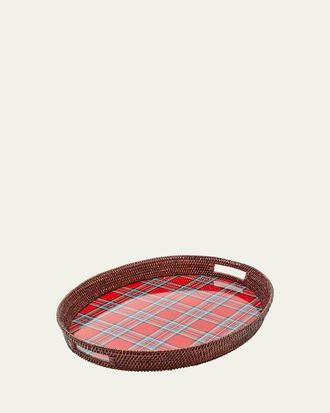 MacKenzie-Childs Tartan Rattan Large Serving Tray