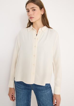 Cecil Hemdbluse CECIL, Damen, Gr. XXL (46), oat milk beige melange, Web, Obermaterial: 70% Polyester, 30% Viskose, meliert, regular fit normal, Manschette, 