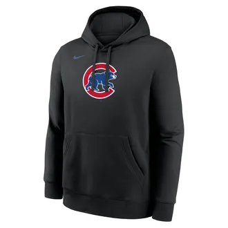 Nike Chicago Cubs Club Nike Mens MLB Pullover Hoodie in Black | NKDK00AEJ-TXY