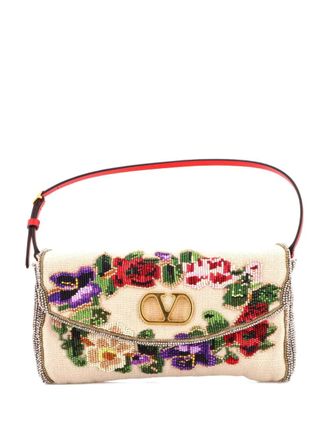 Valentino Garavani Vain Soft Top Handle Clutch Beaded Linen satchel - women - Other - One Size - Multicolour
