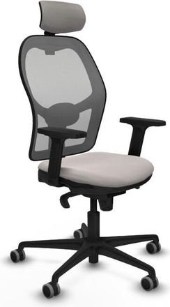 Piqueras y Crespo Piqueras Y Crespo - Jorquera Sincro Malla Gris Similpiel Blanco Brazos 2d Base Nailon Cabecero 2d Ruedas 65mm Engomada