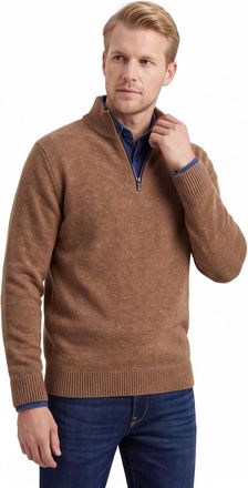 A Fish Named Fred A Fish Named Fred halfzip trui effen bruin slim fit