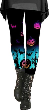 Generic HUIFUAO Plus Size Halloween Leggings for Women Scary Pumpkin Ghost Yoga Pants Funny Halloween Costumes Bat Graphic Bottoms High Waist Tights Gym Sport