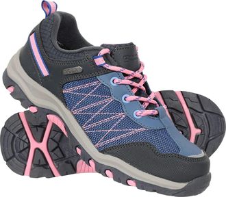 Mountain Warehouse Stampede Kids Walking Shoes - Lightweight & Waterproof Sneakers with Suede & Mesh Upper for Boys & Girls - for Spring Summer, Wet Weather Lilac Junior