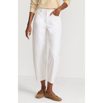 Lands End Plus Size Recover High Rise Barrel Leg Ankle Jeans in White at Nordstrom, Size 16