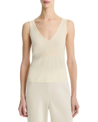 Vince Wool-Blend Ribbed V-Neck Tank