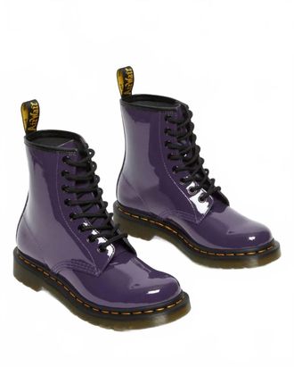 Dr. Martens Womens 1460 Patent Leather Lace Up Boots In Blackcurrant