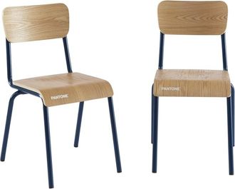Pantone Lote de 2 sillas azul noche con chapa de fresno y patas metal
