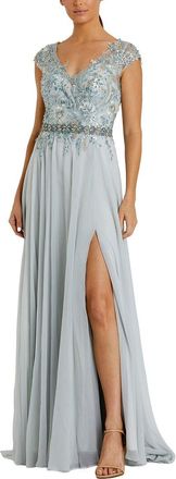 Mac Duggal Embellished Cap Sleeve Bodice Flowy Gown