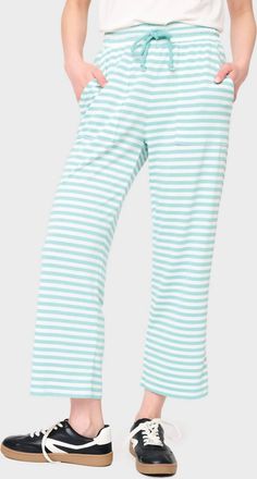 Gibsonlook Womens Serene Mornings Wide Leg Crop Pant In Mimosa Stripe