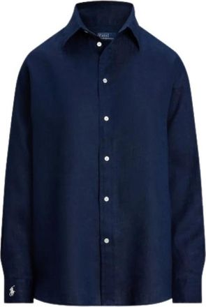Polo Ralph Lauren Blouses & Shirts - Dames - Overhemden - Blauw - L - Linnen - Overhemden