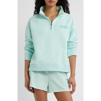 Rip Curl Surf Puff Logo Quarter Zip Sweatshirt in Light Blue at Nordstrom, Size Xx-Large