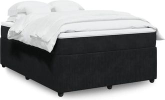 vidaXL Cama Box Spring Con Colch&oacute;n Terciopelo Negro 140x190 Cm Vidaxl