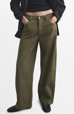 Mango Low Rise Balloon Jeans in Khaki Green at Nordstrom, Size 12
