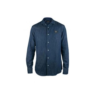 Philipp Plein Cotton - Heren - Spijkeroverhemden - Blauw - L - Katoen - Overhemden