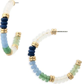 Nordstrom Rack Beaded Hoop Earrings in Blue- Green- Gold at Nordstrom Rack