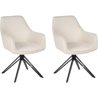 Beliani Beliani - Set di 2 Sedute imbottite in tessuto beige gambe in metallo girevoli Jodar
