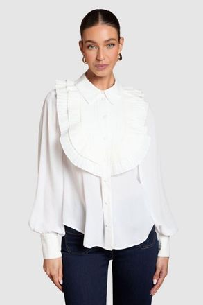 Coast Ruffle Shirt in Ivory at Nordstrom, Size 14