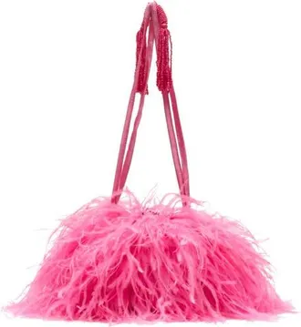 Frances Valentine Pouf Faux Feather Satin Bag in Pink at Nordstrom
