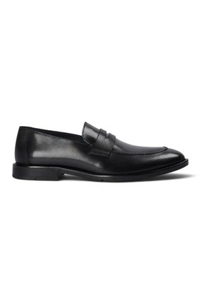 PAUL ANDREW heren penny loafers van zwart leer met moc toe-neus - Ted