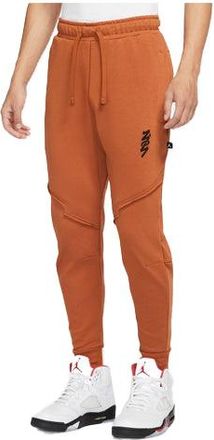 Nike Jordan Mens Air Jordan Zion Performance Alphabet Embroidered Solid Color Bundle Feet Sports Brown Pants DJ5874-246