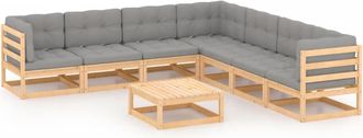 vidaXL Muebles De Jard&iacute;n 8 Pzas Y Cojines Madera Maciza Pino Vidaxl